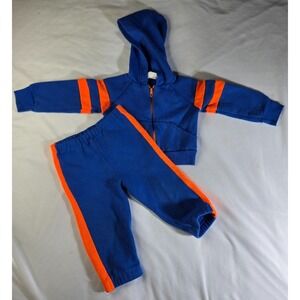 Bull Frog Knits Sweatsuit Blue Orange 12 Month Hoodie Sweatpants 1980s